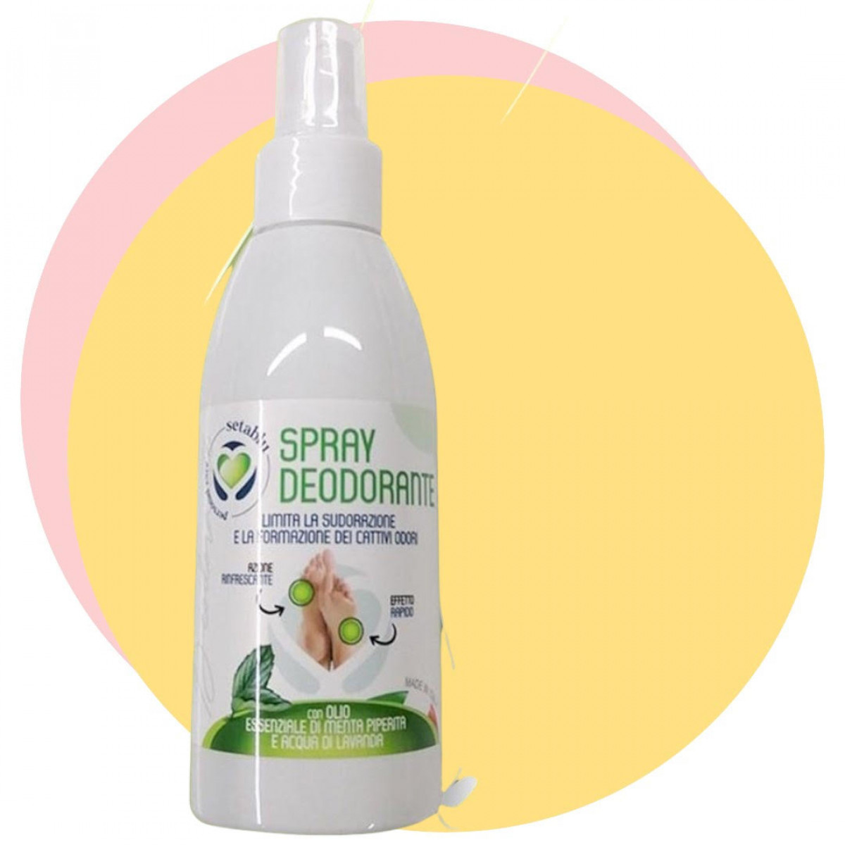 Deodorant foot spray with peppermint oil and lavender water.